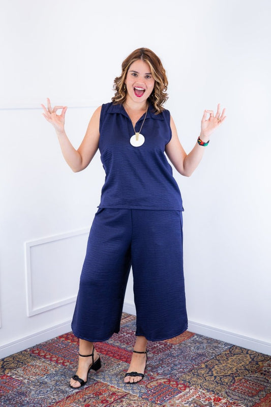 Conjunto Raquel - Blusa e Pantacourt em Linho Light - Naguirre Shop