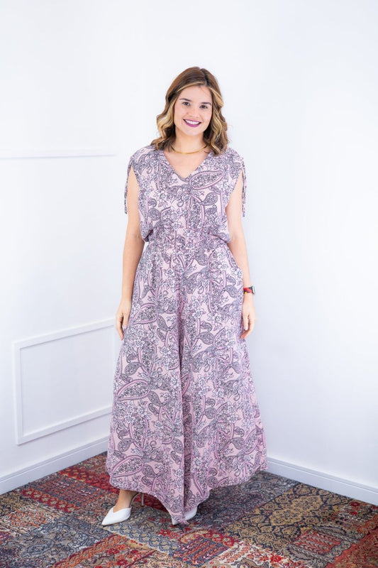 Macacão Caribe - Pantalona em Crepe com Decote V - Naguirre Shop