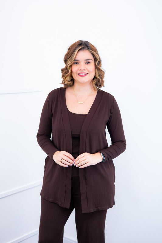 Twin Set Lúcia – Regata + Cardigan em Viscolycra com Bolsos Laterais - Naguirre Shop