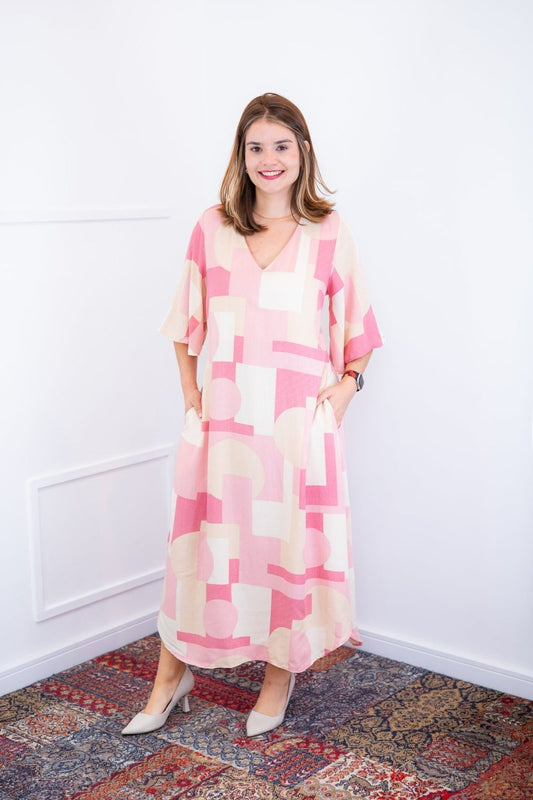 Vestido Luciana – Longuete em Viscolinho com Mangas Amplas e Bolsos - Naguirre Shop